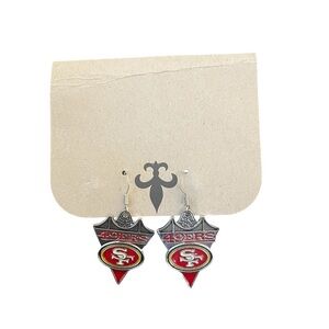 49ers Silver and Red Earrings